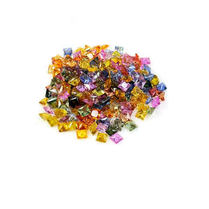 Saphirs naturels multicolores calibrés, taille princesse, carrés 3mm 4mm, taille rondelle ovale, arc-en-ciel rouge jaune vert 8mm, certifiés IGI - Product Image 5