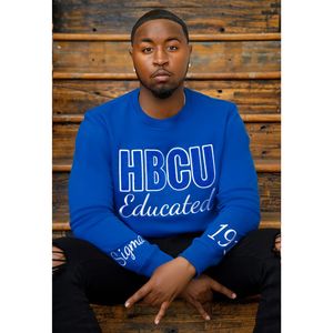HBCU Sigma éduqué Chenille sweat bleu Royal et blanc broderie personnalisé coton mélange grec fraternité Divine neuf vêtements - Product Image 2