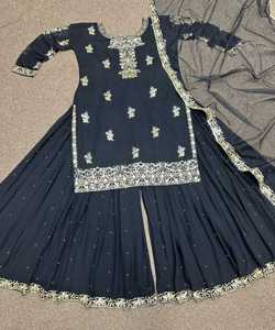 ชุดเดรสคลุมทุกฤดูกาลที่ทันสมัยตามแฟชั่น Crape / Crepe Salwar Dupatta พร้อมการพิมพ์เช็คระบบโมเดิร์นและการตกแต่งด้วยมุก - Product Image 6