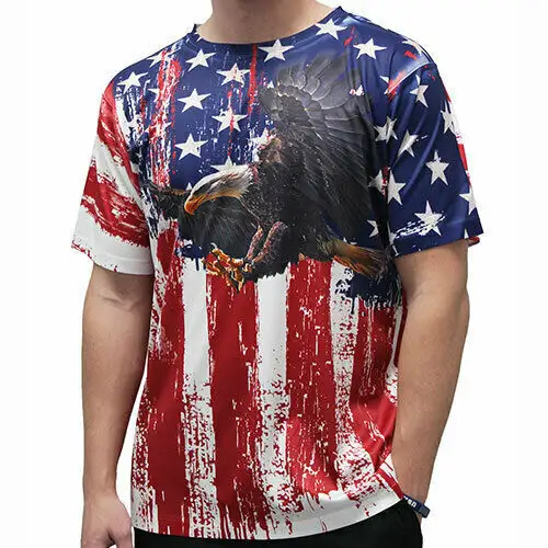 Camiseta de águila de sublimación de bandera americana con estrella y rayas patrióticas