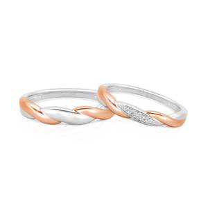 แหวนคู่รัก Jeulia Amore แบบทูโทนทวิสต์ ทำจากเงินสเตอร์ลิง - Product Image 1