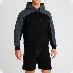 Conjunto de Sudadera con Capucha y Pantalones Cortos de Dos Piezas para Hombre, con Logotipo Personalizado, al por Mayor, de Alta Calidad, con Estampado Invernal, Casual, con Bolsillos - Product Image 1