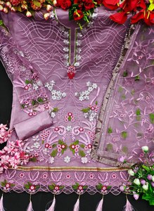 Nouvelle robe de soirée indienne et pakistanaise pour femmes, en viscose, avec broderie lourde en forme de papillon, tissage fantaisie, couleur vive - Product Image 4