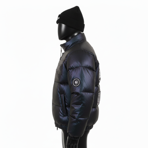 Veste matelassée pour homme de qualité supérieure, tissu en polyester haute densité GSM, noir gris, panneaux matelassés, logo personnalisé, veste matelassée pour homme - Product Image 3