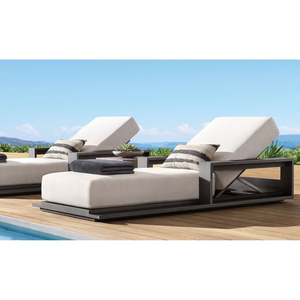 Chaise longue en aluminium avec housse imperméable et résistante aux UV pour patio extérieur, jardin et piscine, inclinable et réglable - Product Image 1
