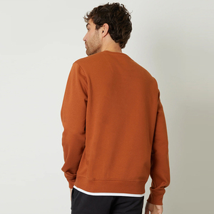 Men's Premium Quality Custom Fleece Crewneck Sweatshirt Unisex Sizing 100% Cotton <b>Burgundy</b> Ribbed Cuffs Hem Solid OEM Winter - Product Image 2