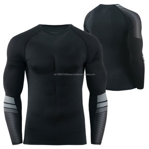 Chemise de compression unisexe à manches longues noire, col montant, séchage rapide, style vintage, doublure polaire, taille élastique, design 2-en-1, Spandex - Product Image 1