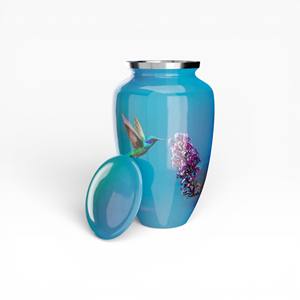 Urne funéraire bleu océan avec motif phare, thème côtier et design artistique commémoratif - Product Image 5