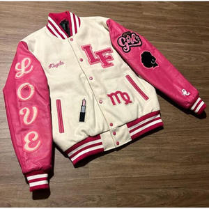 Veste universitaire confortable et solide de couleur personnalisée grande taille pour hommes Corps en laine de haute qualité Manches en cuir Veste universitaire pour hommes - Product Image 3