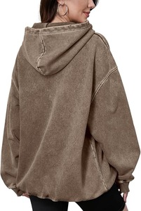 Pull à capuche délavé à l'acide pour hommes en coton 300gsm avec broderie personnalisée surdimensionnée hiver respirant - Product Image 3