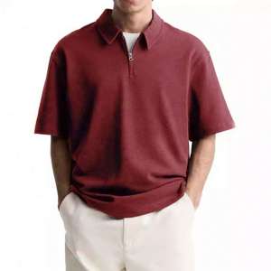 Polo de algodón 2025 transpirable y cómodo para hombre, diseño de solapa sólida, Top bordado con cremallera, ropa informal, lona teñida, 100% - Product Image 4