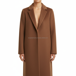 Abrigo de lana doble botonadura color carbón para mujer, fabricante OEM y de marca privada - Product Image 3