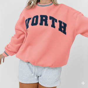 Women's Oversized Regular Mockneck Sweatshirt-Eco-Friendly Quick Dry Breathable Polyester/Cotton Fleece Casual Winter <b>Top</b> Front - Product Image 1