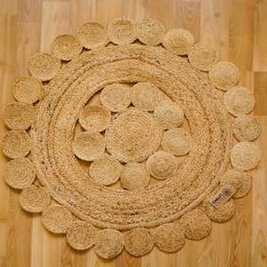 Juego de Alfombras Indias de yute hechas a mano 100% Yute natural tamaño personalizado y multicolor para uso doméstico - Product Image 5