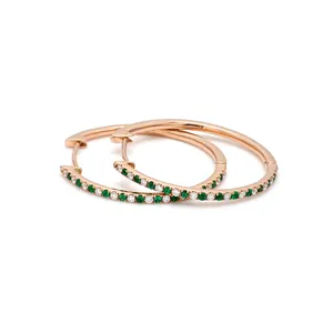 Latest Fashion Natural Emerald Daily Wear Fine Jewelry Manufacturer 18k Gold Diamond Hoop Earrings For Birthday Gifting supplier