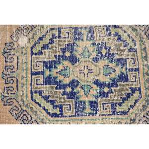 พรมขนสัตว์สีเบจสีฟ้าคลาสสิกขนาด2.6x5.1ฟุตงานเย็บปะแบบตุรกีทำด้วยมือสำหรับห้องนั่งเล่นห้องนอนห้องโถงสี่เหลี่ยมผืนผ้าน้ำยาง - Product Image 5