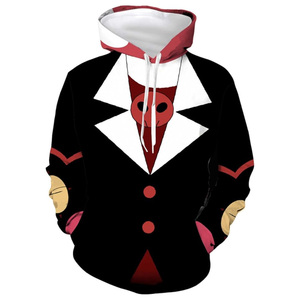 Sweat-shirt à capuche Hazbi Hotel Alastor unisexe personnalisé motif solide pull-over techniques brodées tissu en polyester pour le printemps - Product Image 3