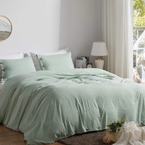 Yellow Color Washed Linen 100% Organic Cotton Duvet Cushion With Buttons Twin Full <b>Double</b> Queen King Sizes Bedding for Toddler - Product Image 2