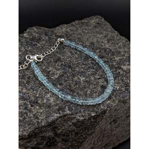 Aquamarine 925 Sterling Silver Bracelet with 18K Gold Trendy <b>Charm</b> <b>Bangles</b> for Wedding Engagement Anniversary Party Gift - Product Image 1