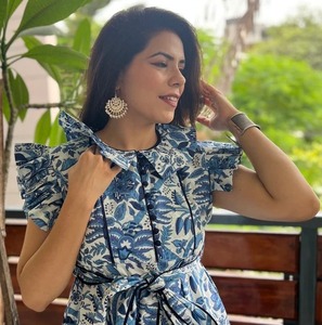 Vestido Largo Bohemio de Verano para Mujer, Elegante, Ecológico, 100% Algodón, Cintura Natural, Estampado Floral Hecho a Mano, Informal, para Fiesta - Product Image 4