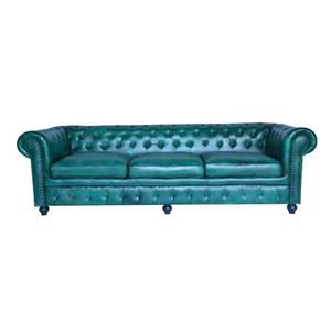 Modern Blue PU Leather 3 Seater Sofa with Modern Luxury Design for Living Room School Workshop - Product Image 4