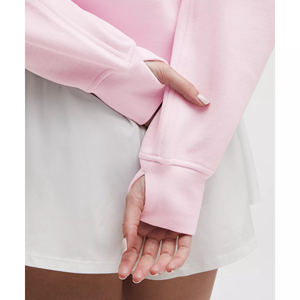 Wholesale Anti-Wrinkle Women's <b>Hoodies</b> Half Zipper 100% Cotton Breathable <b>Hoodies</b> Oversize Streetwear <b>Hoodies</b> for Woman - Product Image 6