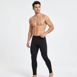 <b>Men's</b> Full Length <b>Compression</b> Leggings Solid Black Spandex Nylon Elastic Waist Workout Yoga <b>Tights</b> - Product Image 6