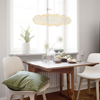 Lustre nuage créatif en fil de fer, abat-jour nuage, suspension en métal, lampe suspendue gypsophile