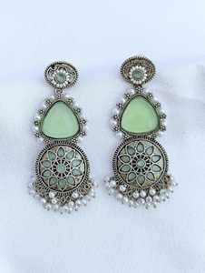 Pendientes de plata oxidada con tachuelas de Piedra Rosa hermosa de alta calidad más vendidos para niñas directamente del proveedor indio - Product Image 4