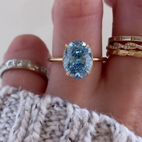 Bague de fiançailles pour femme en diamant bleu de laboratoire certifié IGI, 3,30 carats au total, avec halo caché, forme ovale, D-E-F VVSVS, bleu fantaisie