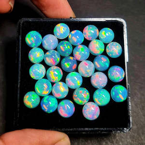 6mm opale éthiopienne forme ronde dos plat Welo opales de feu Cabochon haute qualité pierre précieuse en vrac opale blanche pierres lisses - Product Image 1