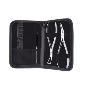 Kit d'outils d'extension de cheveux en gros de haute qualité en acier inoxydable or noir - Product Image 1