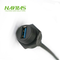Cable de Extensión USB 3.0 Hembra para Montaje en Panel, Impermeable, con Aislamiento de PVC para Uso Automotriz y en Exteriores