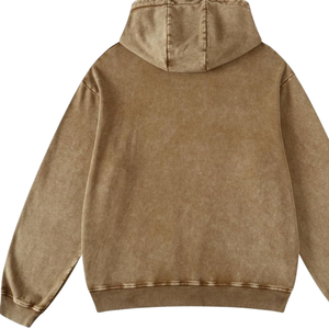 Sudadera con Capucha Color Caqui Lavado al Ácido, Estilo Holgado, Textura Vintage, Felpa Suave, Ropa Urbana, Sudadera de Invierno para Hombre y Mujer - Product Image 4