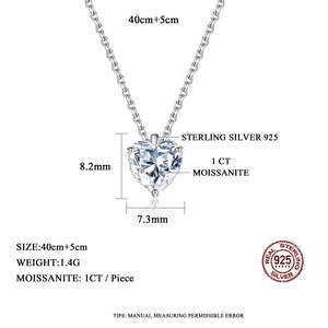 Collier pendentif en moissanite argentée 1 carat Cœur de Radiance - Product Image 2