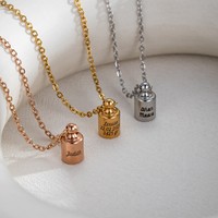 Collar Porta Pastillas Personalizado de Acero Inoxidable con Nombre Personalizado, Cilindro Redondo con Espacio Secreto para Cenizas de Mascotas, Joyería de Moda