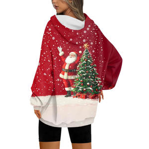 Sudadera con capucha de manga larga con estampado de sublimación personalizada de talla grande para mujer - Product Image 4