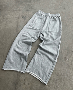 Pantalon de survêtement pour homme de haute qualité 2026, ample, 100% coton, molleton français, logo personnalisé, couture usée, ourlet brut, pantalon de survêtement pour homme - Product Image 4