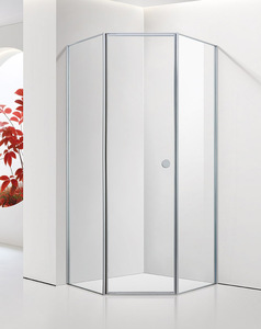 Cabina de ducha de esquina de vidrio templado de lujo con puerta pivotante elegante para villas y apartamentos-Producto de tocador de baño - Product Image 1