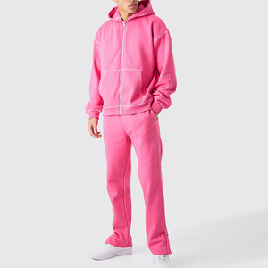 Conjunto Deportivo Premium Personalizado para Hombre, Invierno 2026, Informal, para Correr, con Capucha y Cremallera Completa, de Felpa, para Gimnasio, Talla XXL Plus, Liso Teñido - Product Image 4