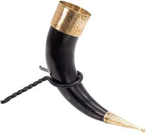 Antique Creations - Cuerno Vikingo para Beber de Alta Calidad y Ecológico, Hecho a Mano con Cuerno de Búfalo, Base de Metal Pulido, Diseño Único - Product Image 4