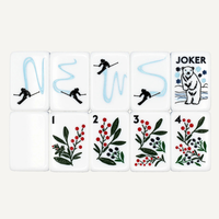 Tuiles de Mahjong Américain de Luxe Let It Snow, Ensemble de 160 Tuiles en Acrylique Premium Noir et Blanc, Collection Designer Ski pour les Fêtes