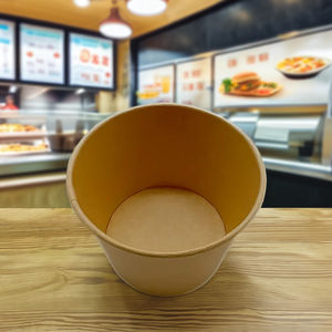 Bols en papier jetables personnalisés pour la restauration rapide, bols en papier kraft enduits de PE avec couvercle pour la vente à emporter et la restauration - Product Image 1