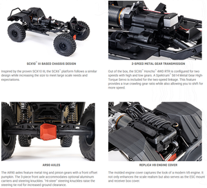 Axial SCX6 Trail Honcho, camion tout-terrain électrique à <span class=keywords><strong>moteur</strong></span> brossé à l'échelle 1/6, <span class=keywords><strong>RC</strong></span> Rock Crawler 4x4, rouge, grande taille, modèle de voiture de loisir RTR - Product Image 5