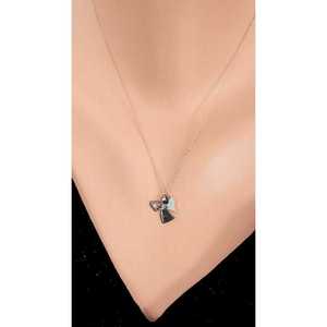 925 Sterling Silver Heart-Shaped Flying Angel Necklace with White Crystals 1.4cm Size Everyday Wear - Product Image 3