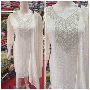 Chikankari Women's Indian Traditional Salwar Kameez <b>White</b> Cotton Wedding Diwali Festive Parties Wholesale - Product Image 4