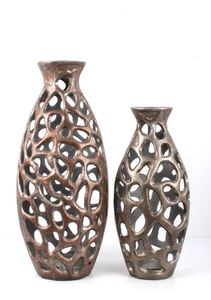 แจกันดอกไม้อลูมิเนียมนิกเกิลขัดเงาสำหรับตกแต่งบ้านและสวนพร้อมงานออกแบบทำมือ - Product Image 6