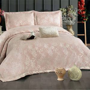 Ensemble de couvre-lit Guzide ANNA Classic 4 pièces en chenille 100% teinte en fil rayé saumon, anti-acariens, lavable, taille King, pour usage domestique - Product Image 1