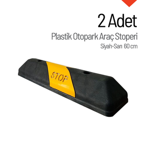 Lot de 2 butées de stationnement en plastique noir-jaune de 60 cm pour les rebords des parkings - Product Image 6