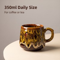 Mug à café en céramique à glaçure réactive 350 ml, tasse à thé arrondie avec poignée, choix de couleurs et logo personnalisé pour la maison ou le café